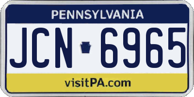 PA license plate JCN6965