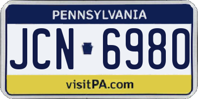 PA license plate JCN6980
