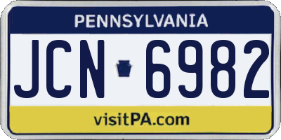 PA license plate JCN6982