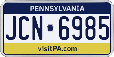 PA license plate JCN6985