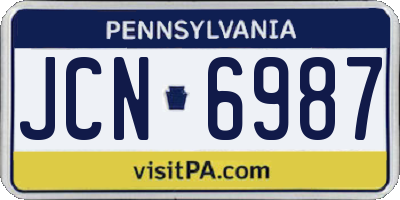 PA license plate JCN6987