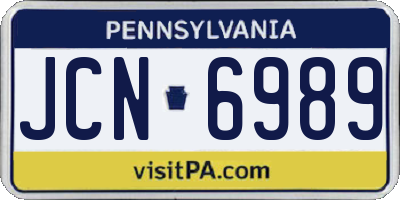 PA license plate JCN6989