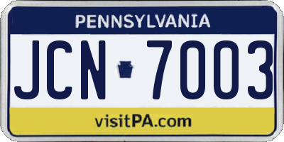 PA license plate JCN7003