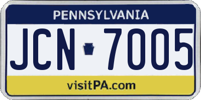 PA license plate JCN7005