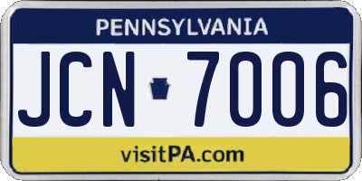 PA license plate JCN7006