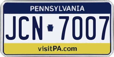 PA license plate JCN7007