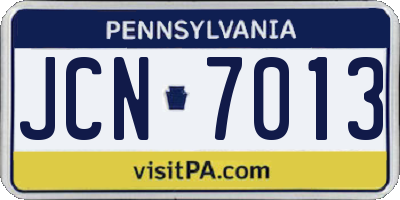 PA license plate JCN7013