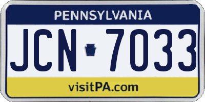 PA license plate JCN7033