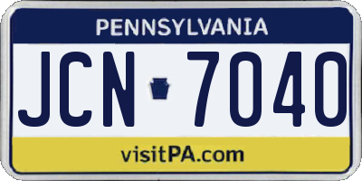 PA license plate JCN7040