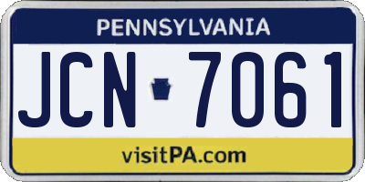 PA license plate JCN7061