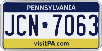 PA license plate JCN7063