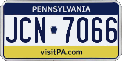 PA license plate JCN7066