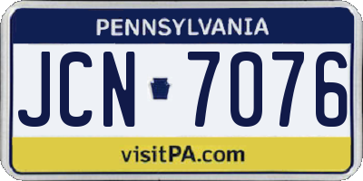PA license plate JCN7076