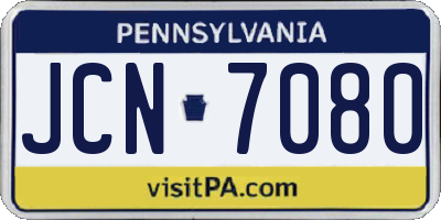 PA license plate JCN7080