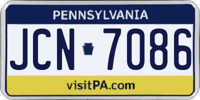 PA license plate JCN7086