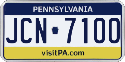 PA license plate JCN7100