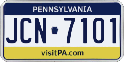 PA license plate JCN7101