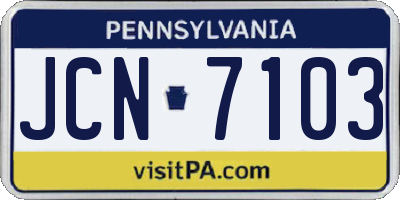 PA license plate JCN7103