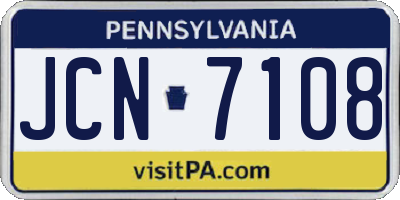 PA license plate JCN7108