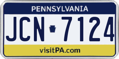 PA license plate JCN7124