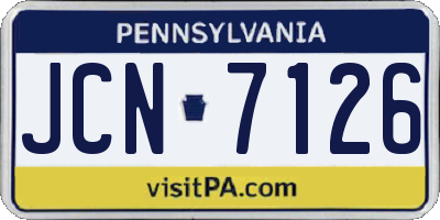 PA license plate JCN7126