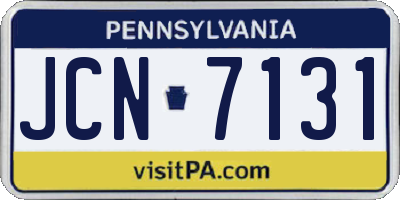 PA license plate JCN7131