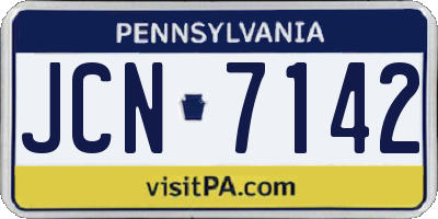 PA license plate JCN7142
