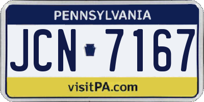 PA license plate JCN7167