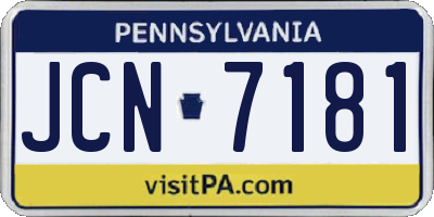 PA license plate JCN7181