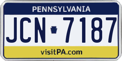 PA license plate JCN7187