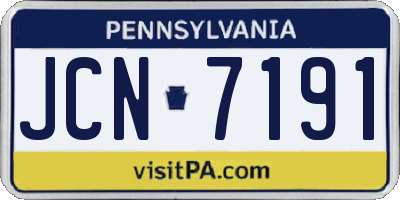 PA license plate JCN7191