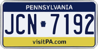 PA license plate JCN7192