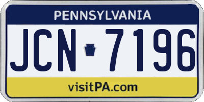 PA license plate JCN7196