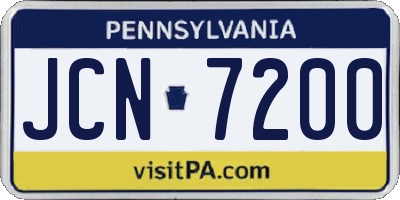 PA license plate JCN7200