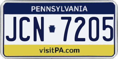 PA license plate JCN7205