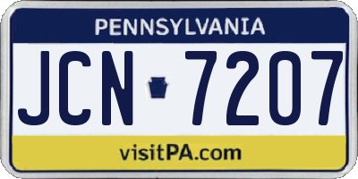 PA license plate JCN7207