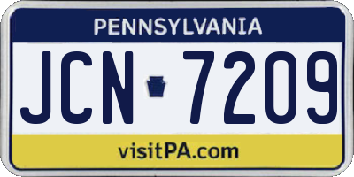 PA license plate JCN7209