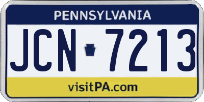PA license plate JCN7213
