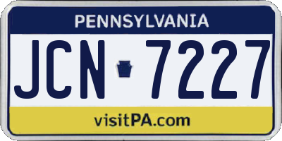 PA license plate JCN7227