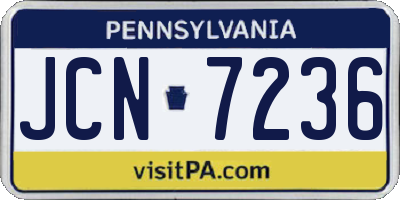 PA license plate JCN7236