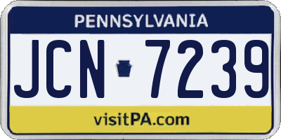 PA license plate JCN7239