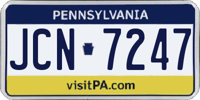 PA license plate JCN7247