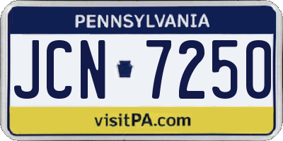 PA license plate JCN7250