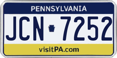 PA license plate JCN7252