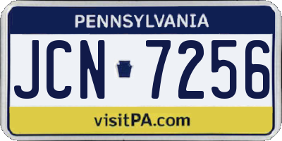 PA license plate JCN7256