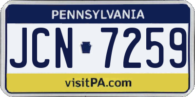 PA license plate JCN7259