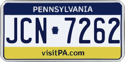 PA license plate JCN7262