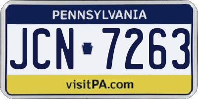 PA license plate JCN7263