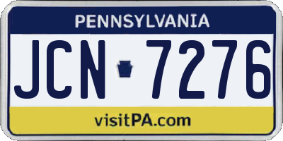 PA license plate JCN7276