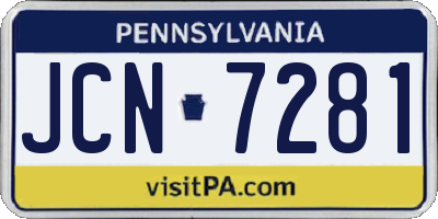PA license plate JCN7281